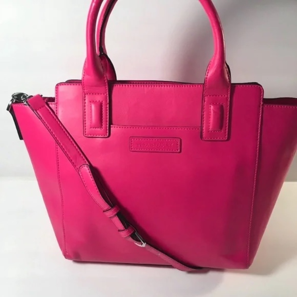 Used Like New Vera Bradley Pink Faux Leather Crossbody Satchel Purse
